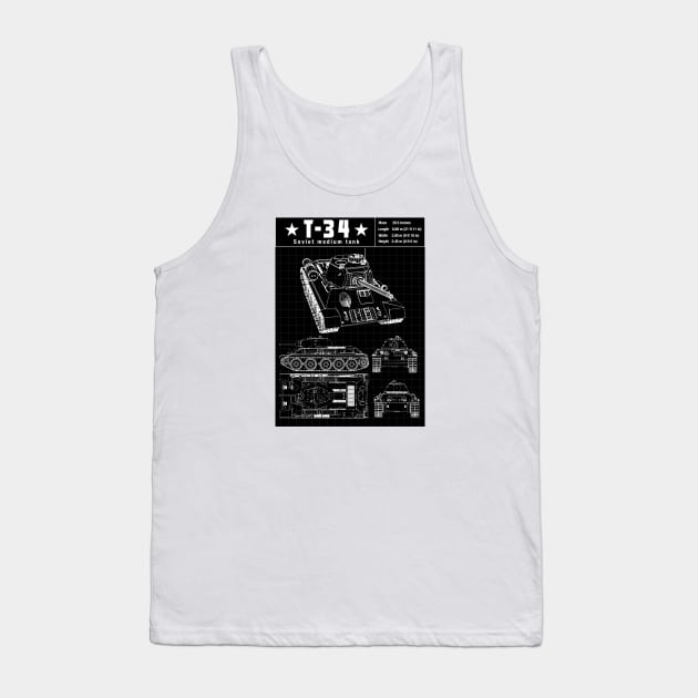 T-34 TANK SCHEMATICS Tank Top by theanomalius_merch